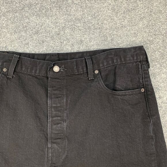 Levis Shorts Mens 42 Black Cotton Denim 501XX Button Fly High Rise Stretch Work - Picture 3 of 14